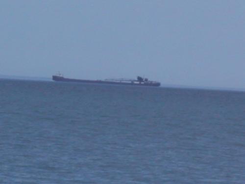 Full optical+digital zoom of freighter on Lake Superior.