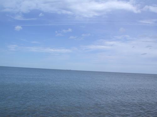 Full wide angle view of freighter on Lake Superior.