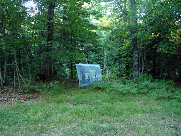 Mosquitto net shelter near where a permanent screened in
		  shelter should be built!