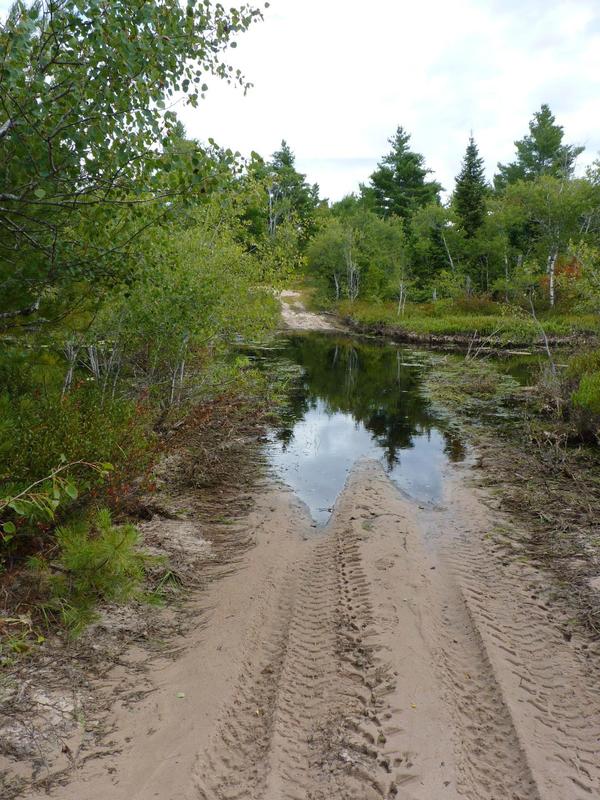 Flooded road on the way to the Barfield Lakes.