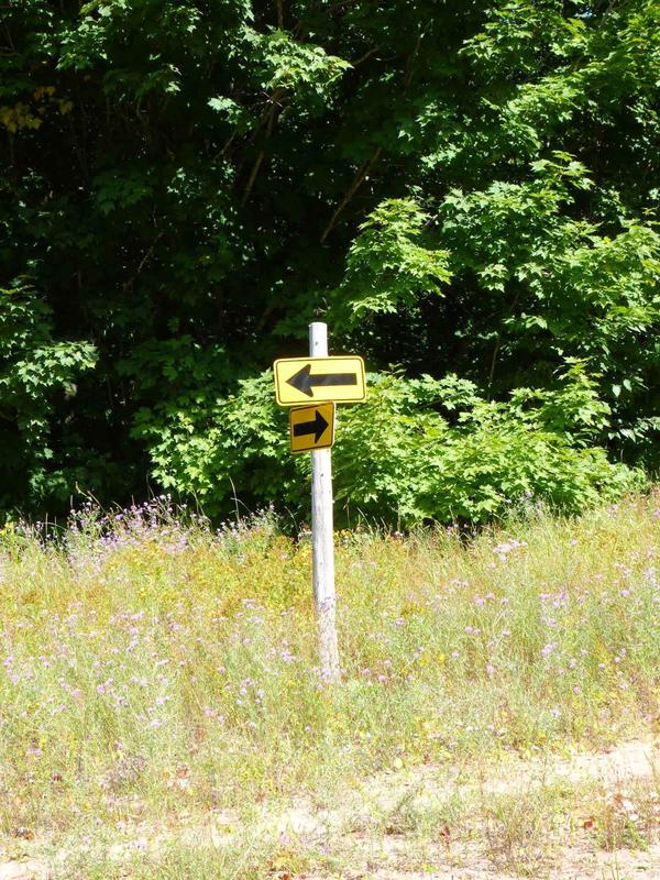 Corner along snowmobile trail 443 from which the two-track branches.