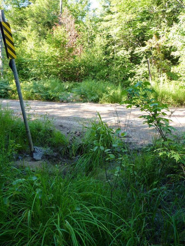 The washed out area along McCloud Grade one year later.