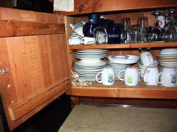 Newspaper mouse nest in the cupboard.