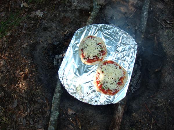 Modified poor man's pizza oven.