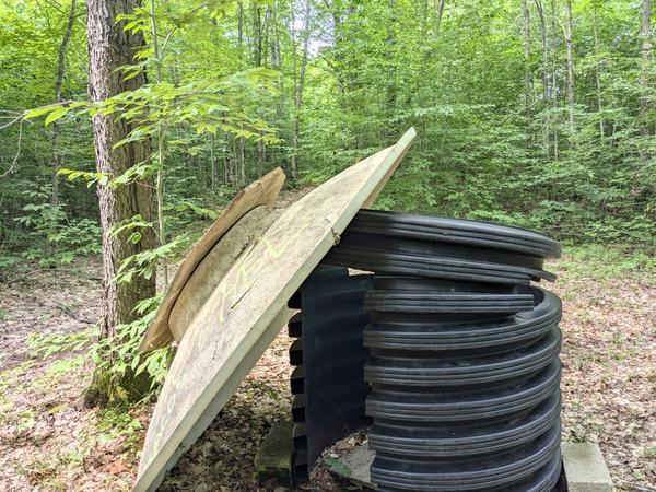 An odd deer blind (?) near Camp Harding.