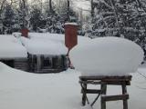 Closeup of snow on table