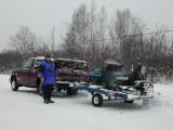 Truck with trailer loaded up