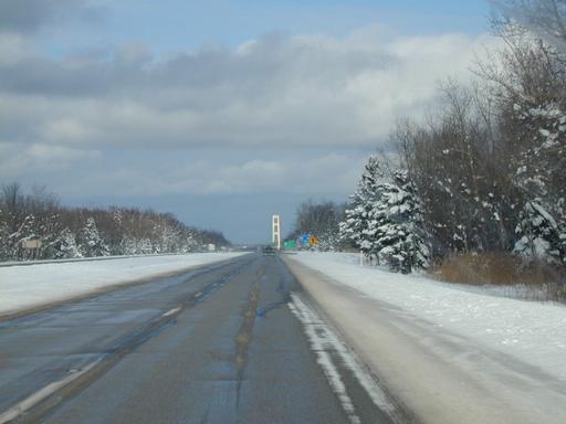 Approaching the Mackinaw Bridge.