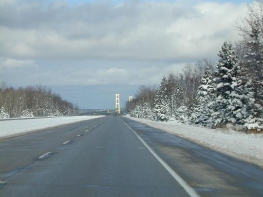 Approaching the Mackinaw Bridge.