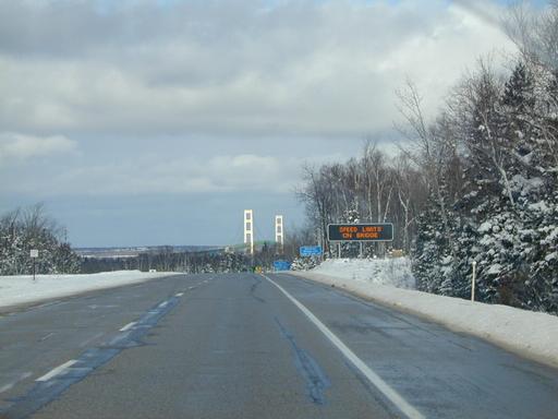 Approaching the Mackinaw Bridge.