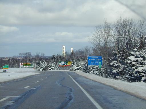 Approaching the Mackinaw Bridge.