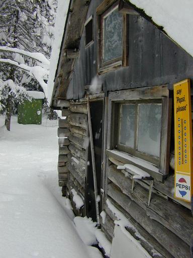 The kitchen door to the cabin before it was dug out.