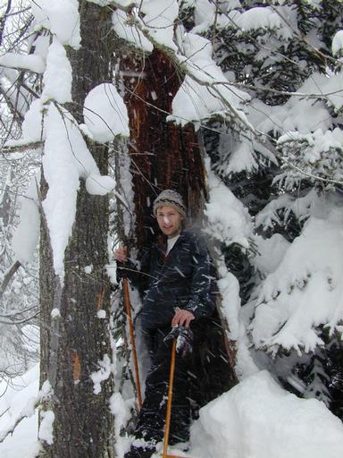 Me by a large hollowed out tree.