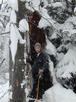 Me by a large hollowed out tree.