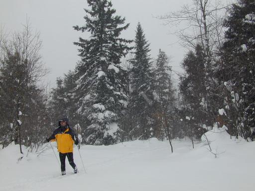 Matt skiing back to the cabin.