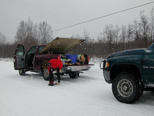 Amelia getting ready for the trip out to the cabin.