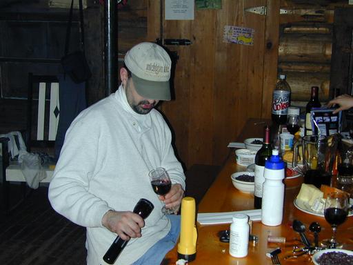 Matt checking the clarity of some wine.