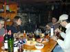 Amelia, Vittoria, Jon, and Matt eating dinner.