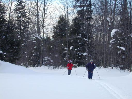 Jon and Amelia skiing.