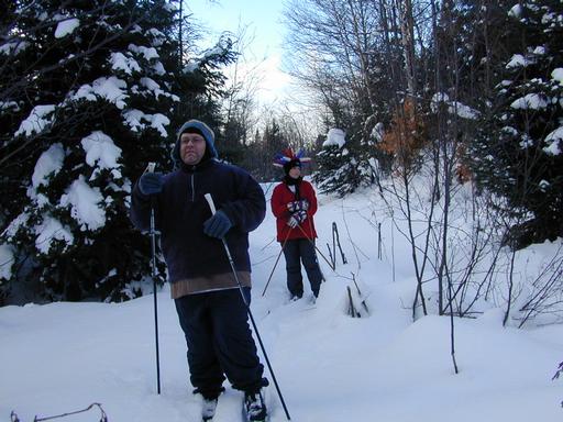 Jon and Amelia skiing.