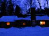 The cabin at dusk.