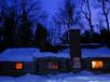 The cabin at dusk.