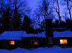 The cabin at dusk.