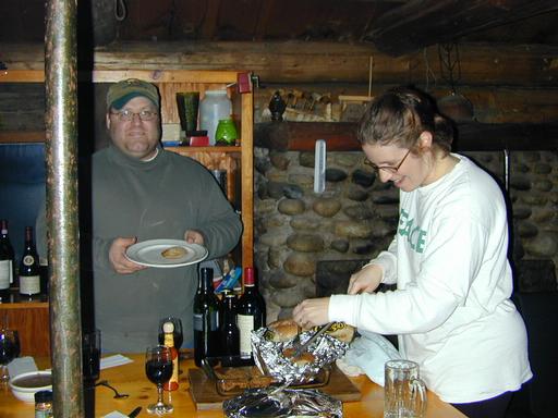 Jon being served Tofurky from Amelia.