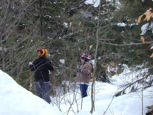 Amelia and Jon snowshoeing.