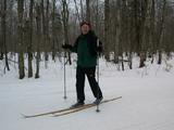 Bill skiing to the cabin from the trailhead.