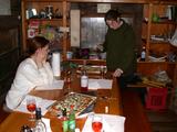 Vittoria and Amelia with the table set for dinner.