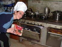 Amelia preparing the Tofurky.