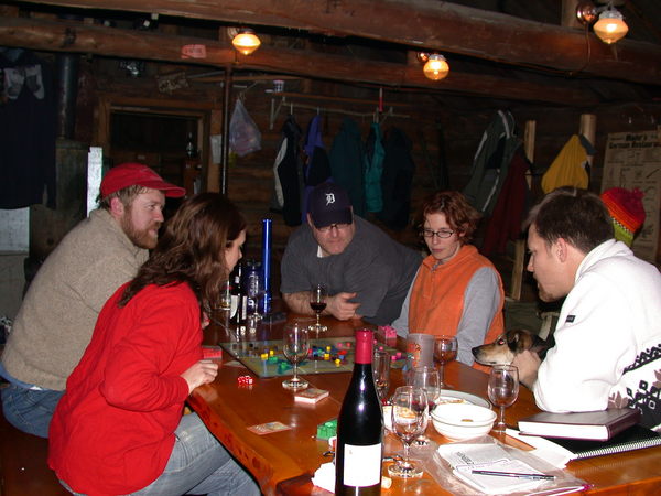 Vittoria, Bill, Jon, Amelia, Abby, Katie, and John
	     playing Risk.