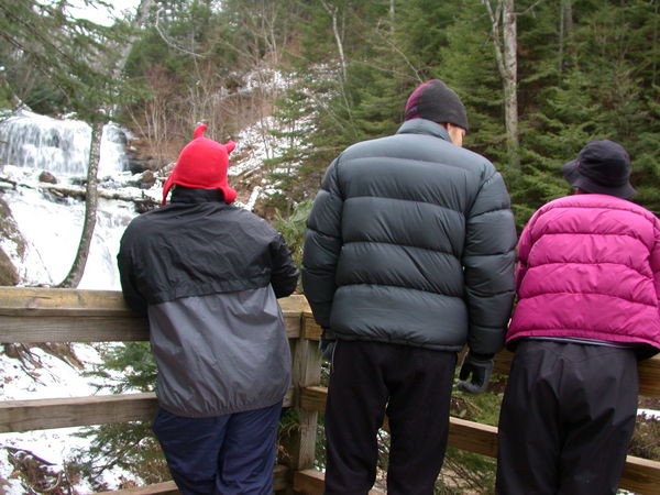 Jon, John, and Katie looking at Grand Sable Falls.