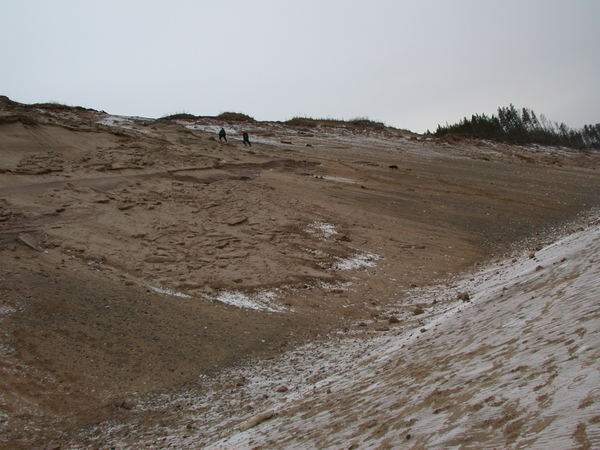 Climbing the dunes.