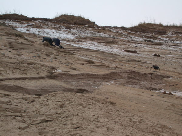 Climbing the dunes.