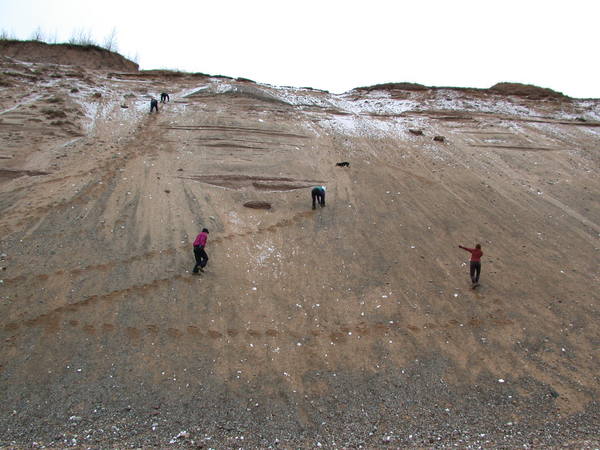 Climbing the dunes.