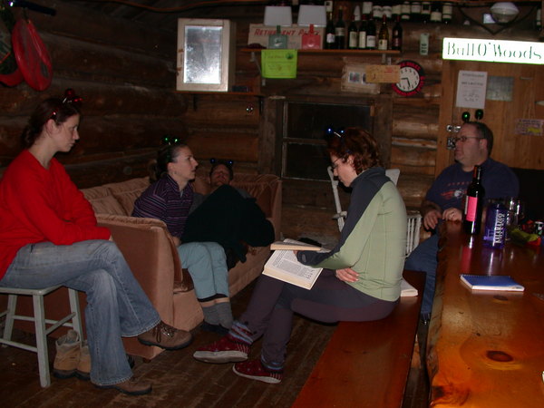 Vittoria, Katie, John, Jon, and Amelia waiting for the
		  new year.