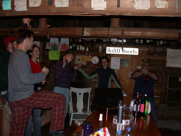 John, Bill, Vittoria, Katie, Amelia, and Jon celebrating
		  the new year.