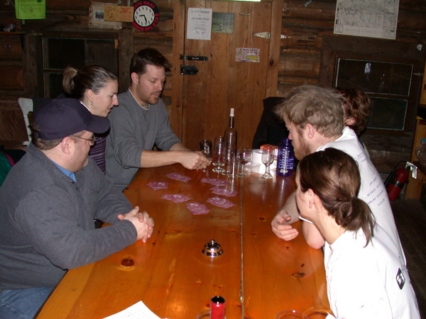 Jon, Katie, John, Amelia, Bill, and Vittoria playing
		  Pitt.