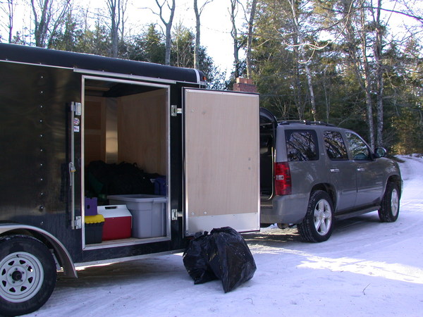 The trailer and Tahoe packed up to go.