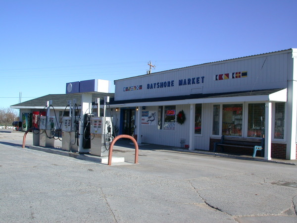 The gas station in town (with no snowmobilers).