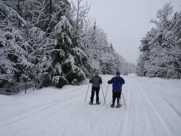 Amelia and Jon snowshoeing on McCloud Grade.