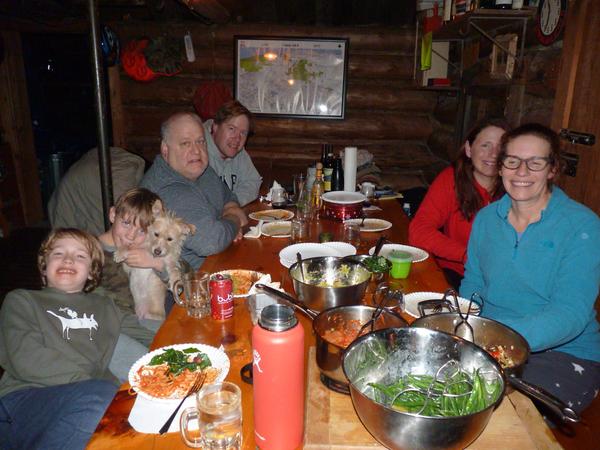 Pasta dinner at the Cabin.