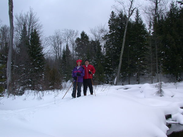 Amelia and Jon on the large beaver dam.