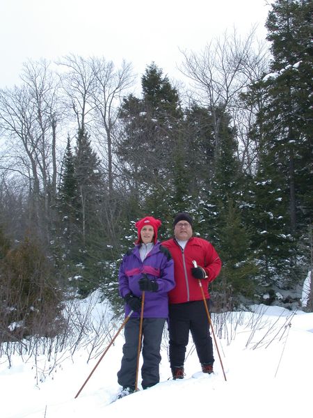 Amelia and Jon on the large beaver dam.