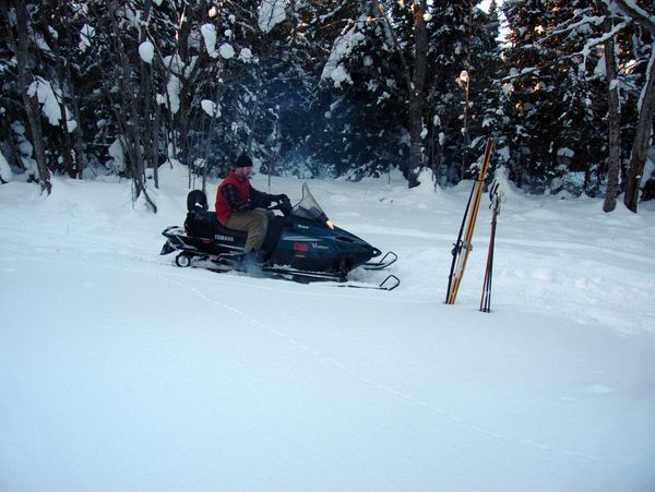 Paul flattening the path around the Cabin.