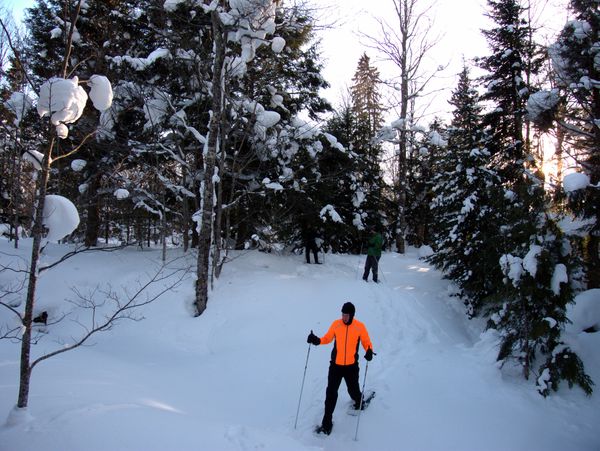 Ed, Doug, and Paul snowshoeing.