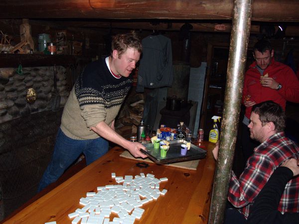 Bill serving up drinks.