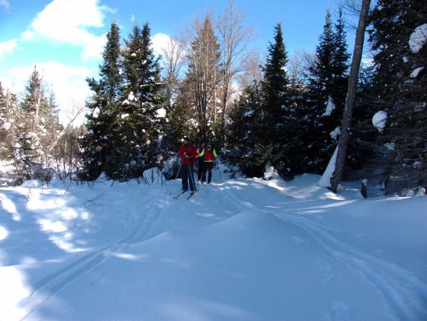 Paul, Doug, and Ed skiing along "the Loop".